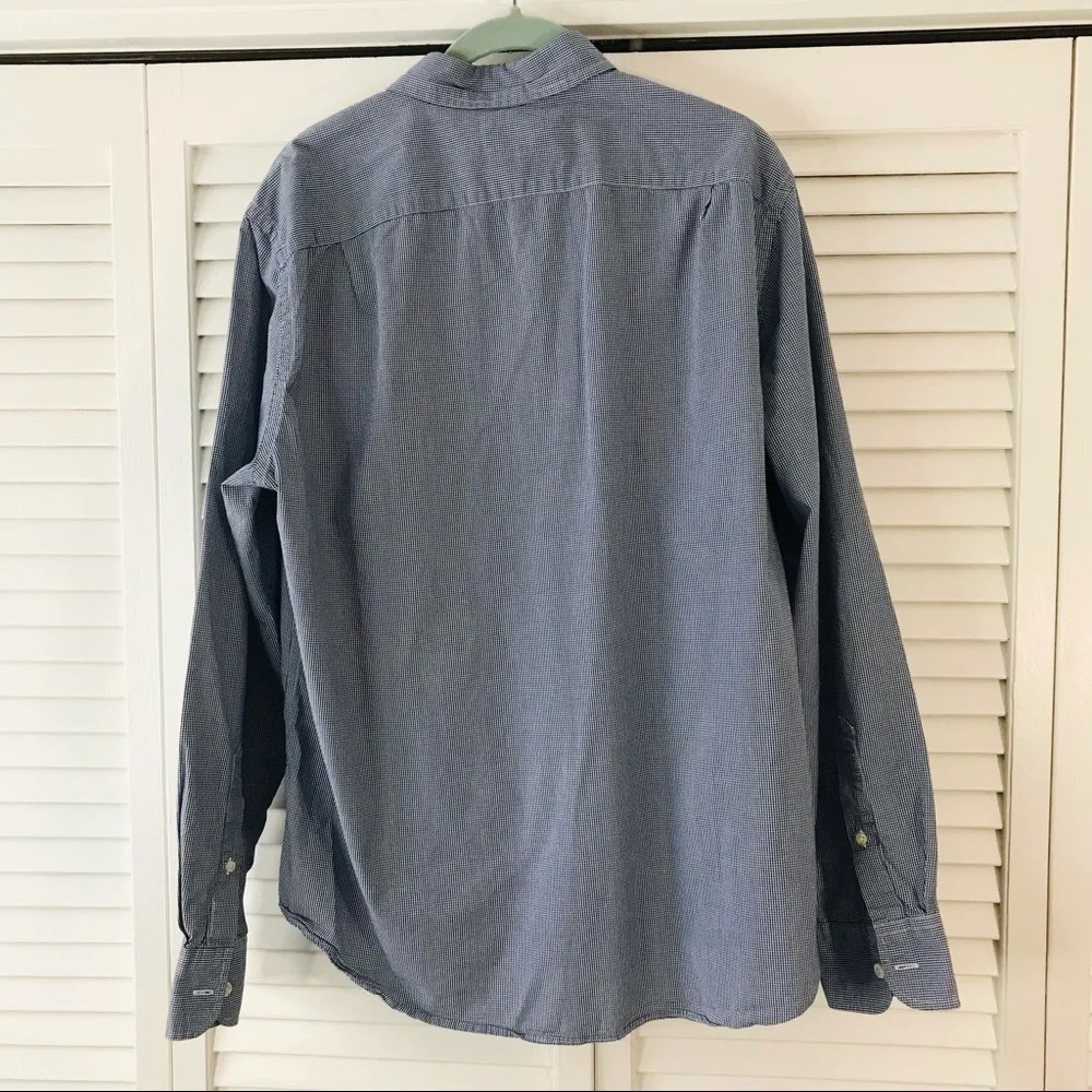 J. CREW Blue White Plaid Button Down Long Sleeve Cotton Shirt Size Large